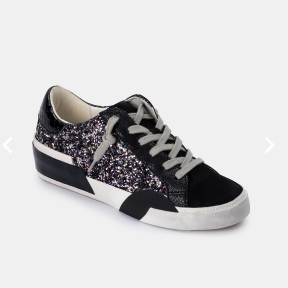 Dolce Vita Shoes - DOLCE VITA Zina Multi Glitter Black Leather Sneakers
